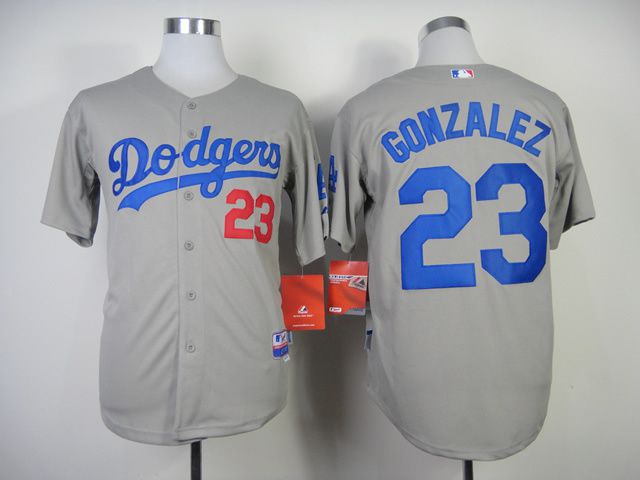 Men Los Angeles Dodgers #23 Gonzalez Grey MLB Jerseys